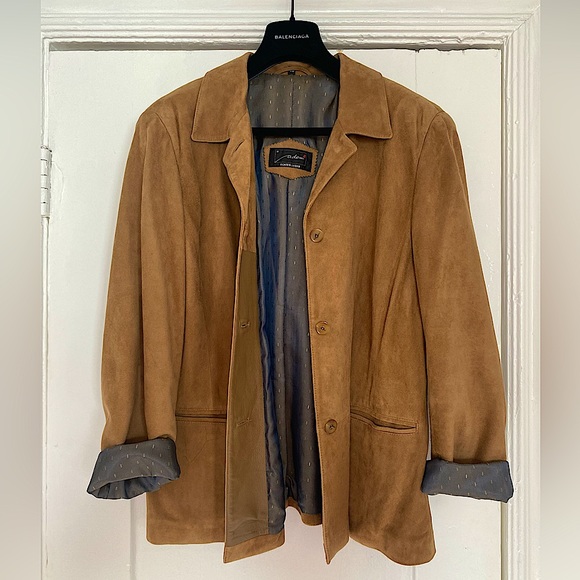 ADAMI Tan Suede Leather Jacket in SZ US 14 - Picture 3 of 4